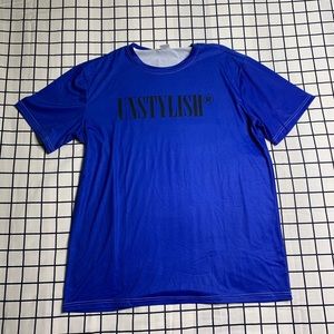 Unstylish brand blue tee